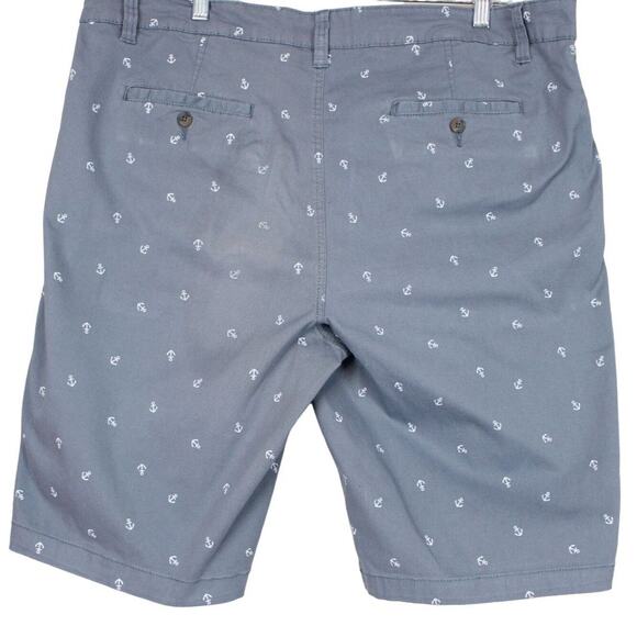Company 81 Chino Short Anchor Print Pockets Flat Front Men 40 / 11 Gray Nautical - Picture 2 of 10